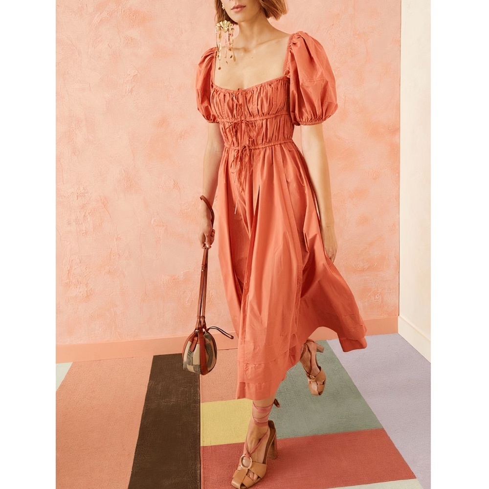 Ulla Johnson Midi Cotton Puff-Sleeve Palma Dress